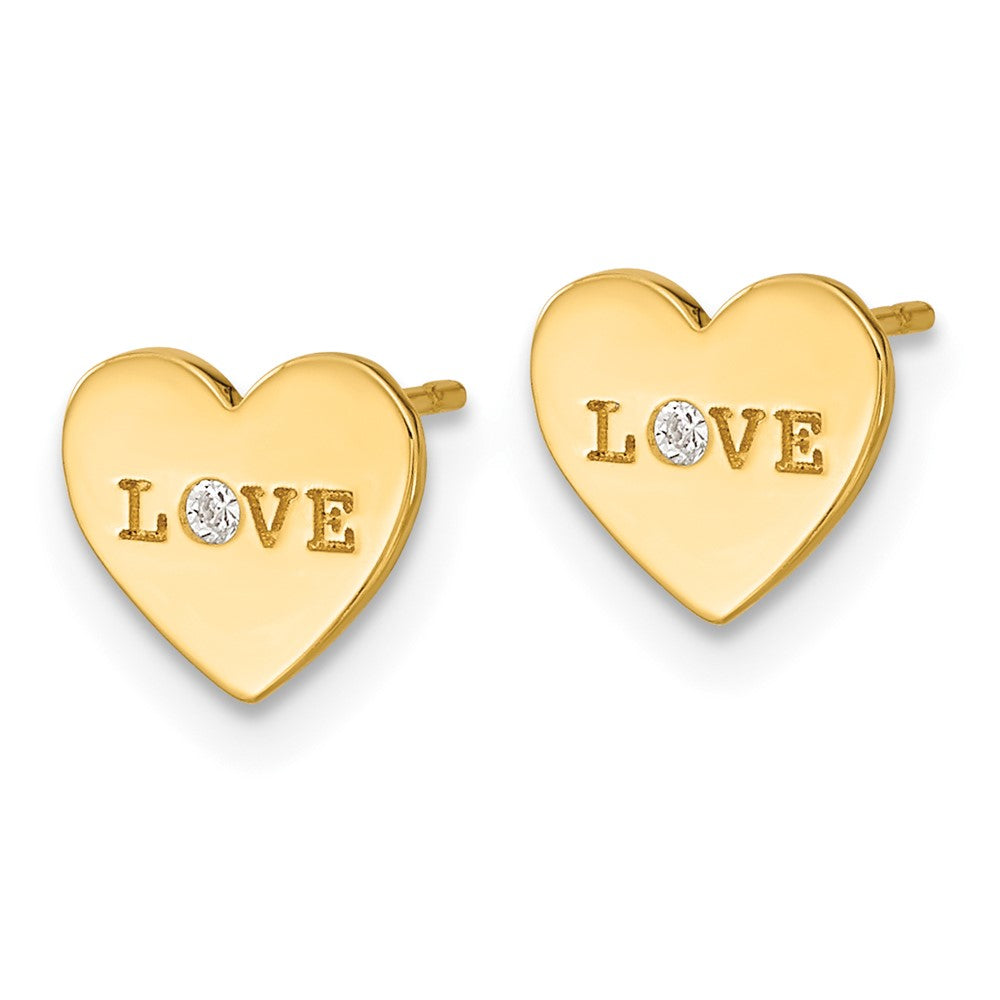 Huggy Shine 14k Madi K Polished Love CZ Heart Post Earrings