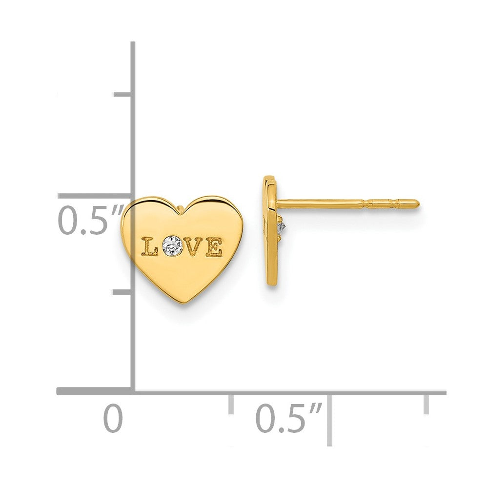 Huggy Shine 14k Madi K Polished Love CZ Heart Post Earrings