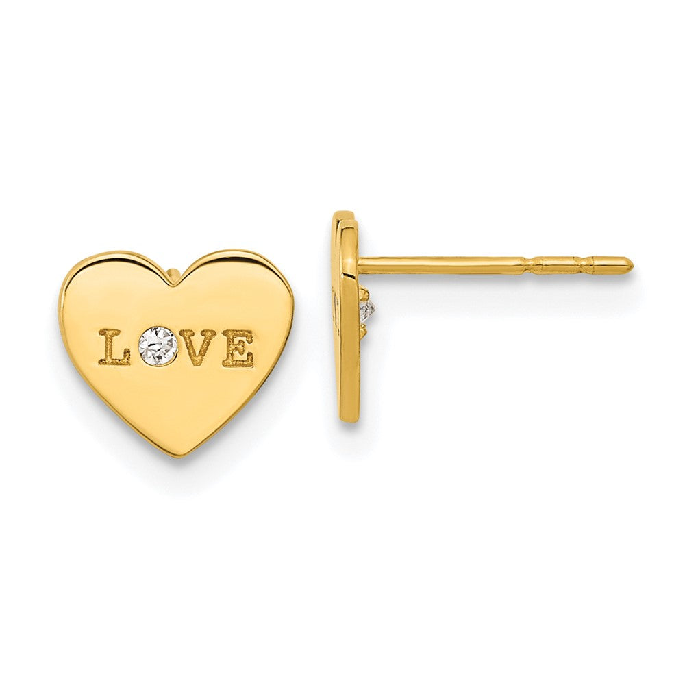 Huggy Shine 14k Madi K Polished Love CZ Heart Post Earrings