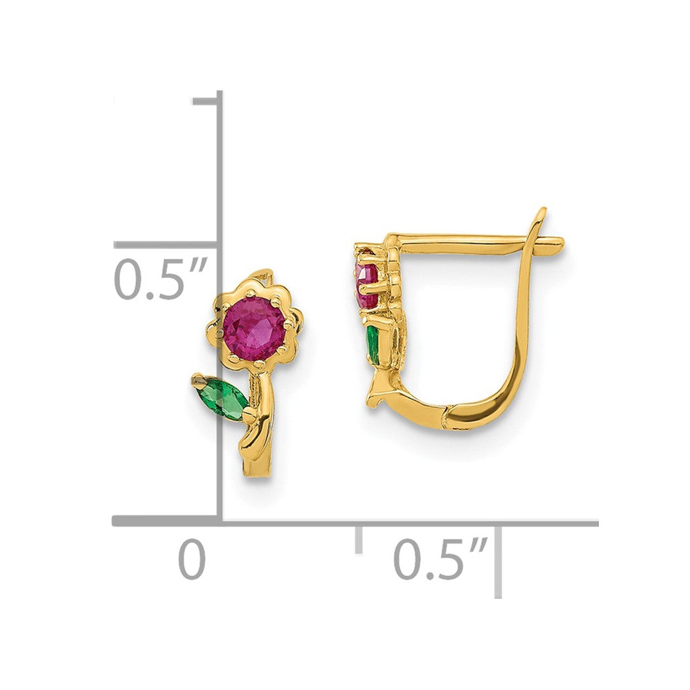 Luna 14k Madi K Polished Red & Green CZ Flower Hoops