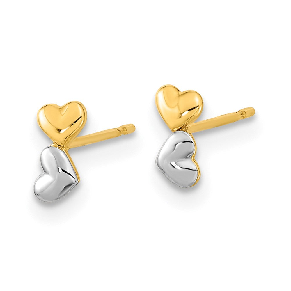 Sunny 14k Madi K Two-tone Childrens Double Heart Post Earrings