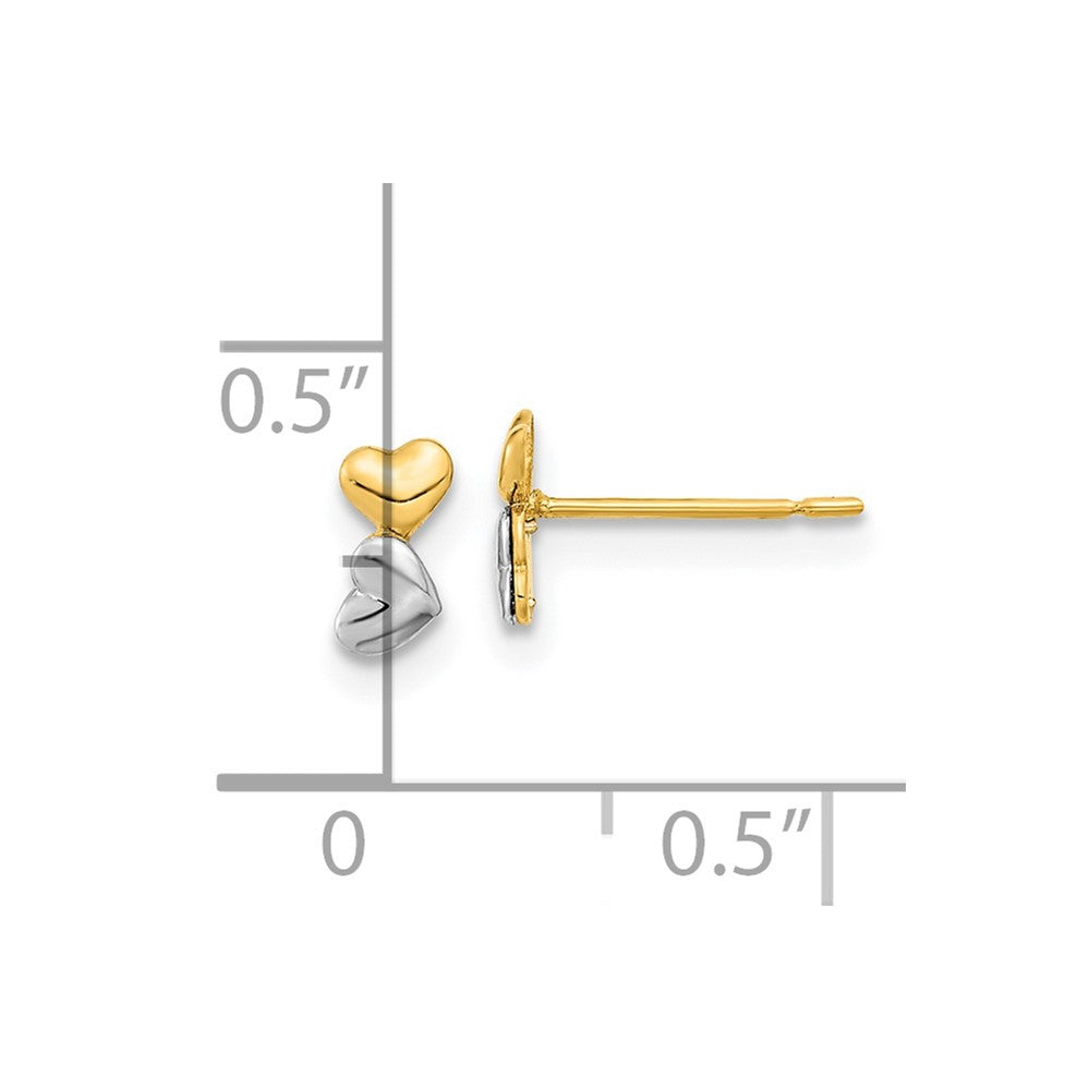 Sunny 14k Madi K Two-tone Childrens Double Heart Post Earrings