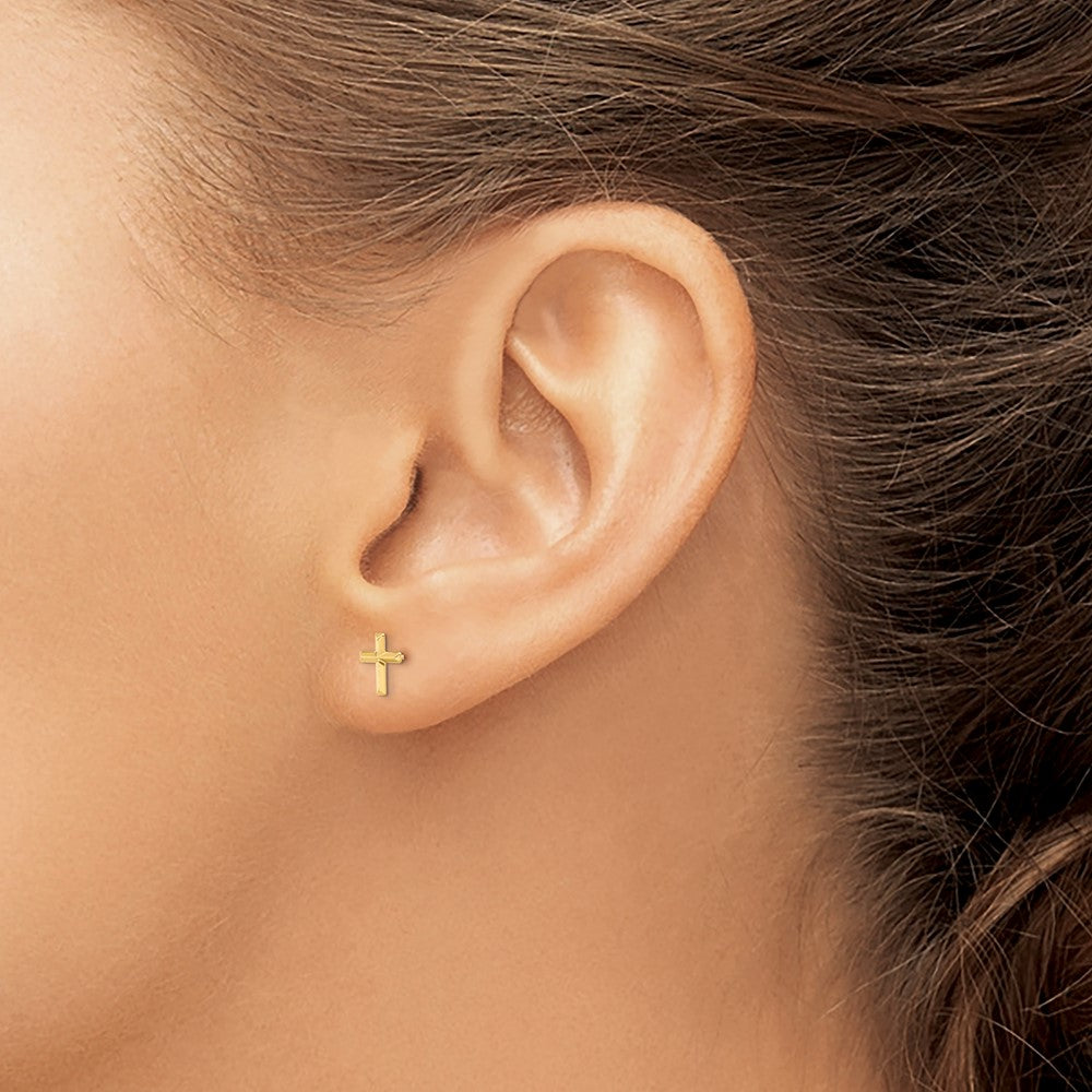 Sunny 14k Madi K Polished 3D Cross Post Earrings