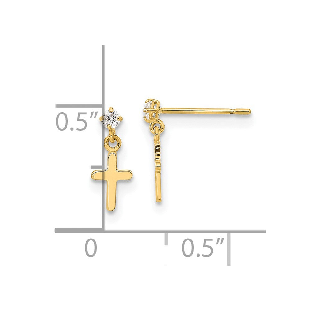 Bunny Puff 14k Madi K Childrens CZ Cross Post Dangle Earrings