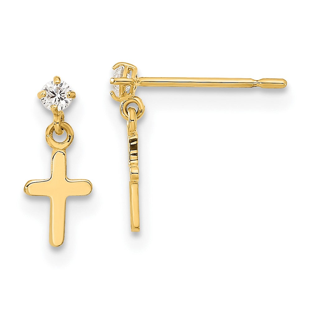 Bunny Puff 14k Madi K Childrens CZ Cross Post Dangle Earrings