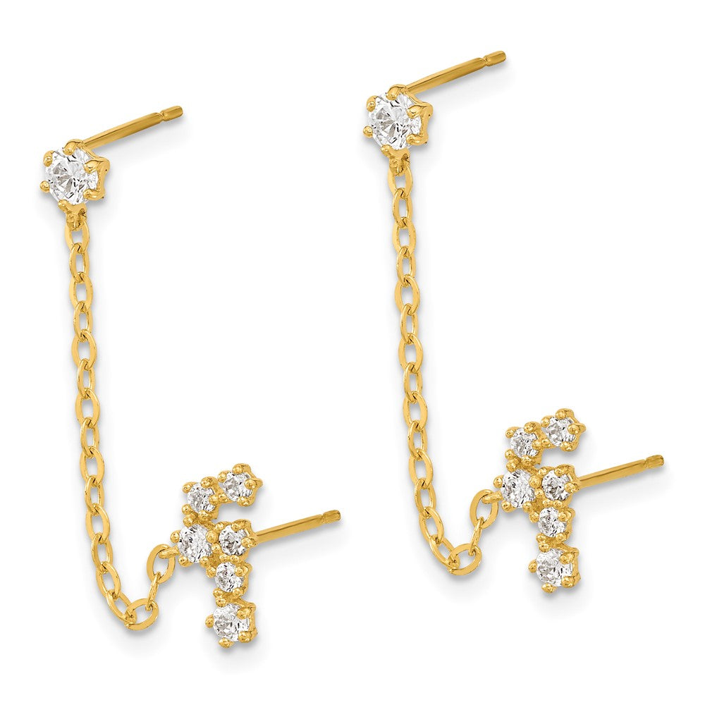 Luna 14k Madi K CZ Double Post w/Chain Constellation Earring