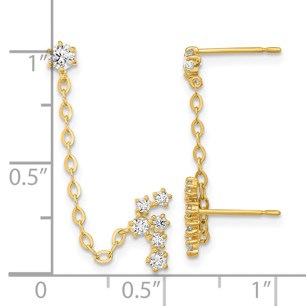 Luna 14k Madi K CZ Double Post w/Chain Constellation Earring