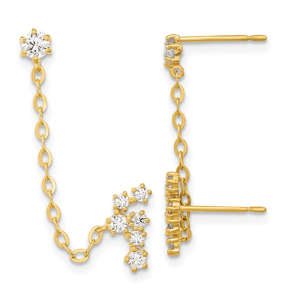 Luna 14k Madi K CZ Double Post w/Chain Constellation Earring