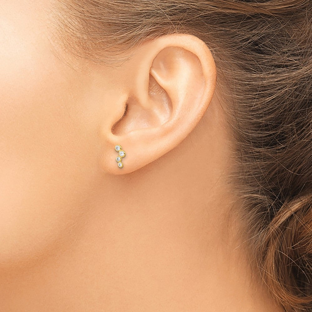 Bumble 14k Madi K 4-CZ Bezel Set Post Earrings