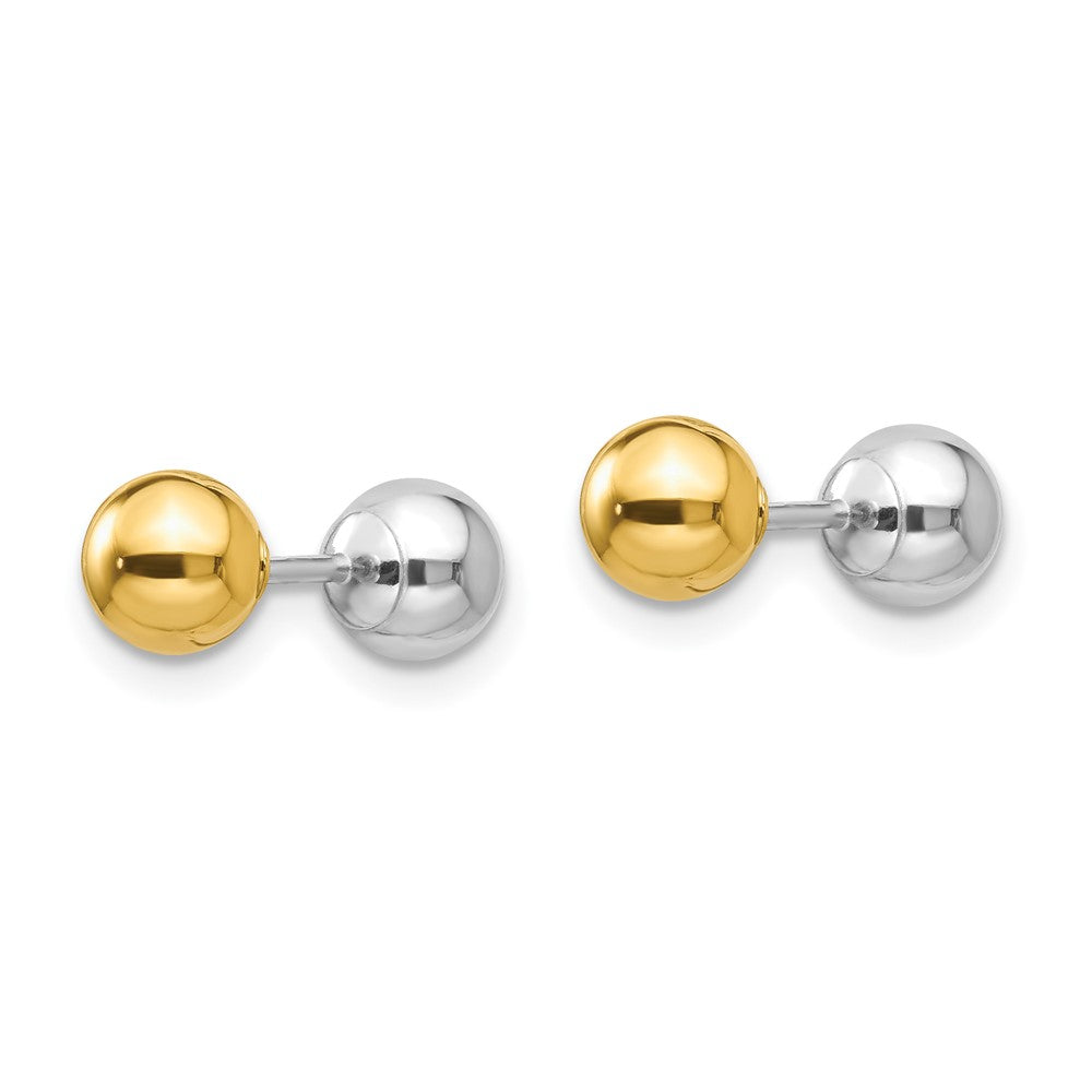 Peanut Nest 14k Two-tone Madi K Reversible 5mm Ball Earrings
