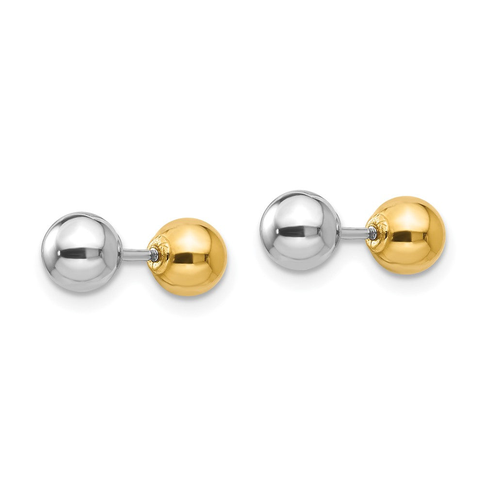 Peanut Nest 14k Two-tone Madi K Reversible 5mm Ball Earrings