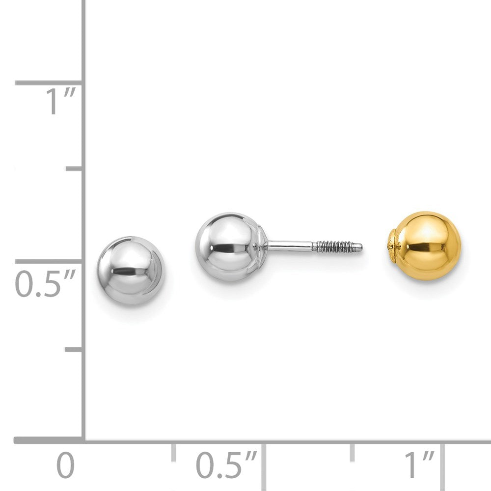Peanut Nest 14k Two-tone Madi K Reversible 5mm Ball Earrings