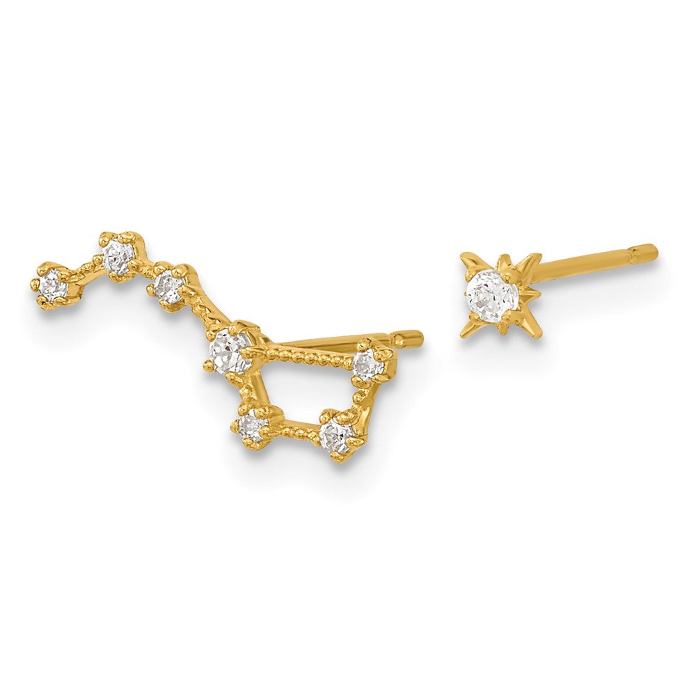 Skippy Song 14k Madi K Childrens CZ 1 Stud Star & 1 Little Dipper Post Earrings