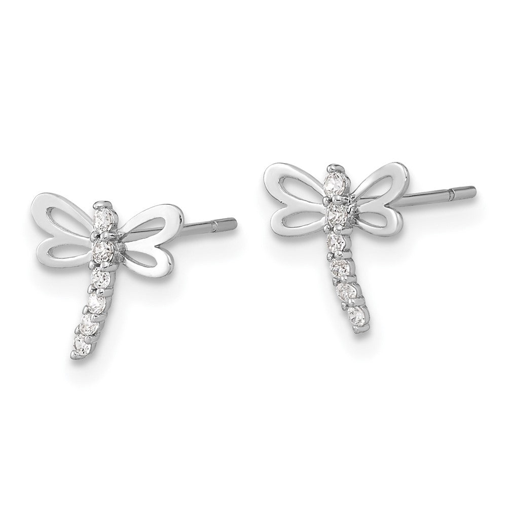 Luna 14k Madi K White Gold Polished CZ Dragonfly Post Earrings