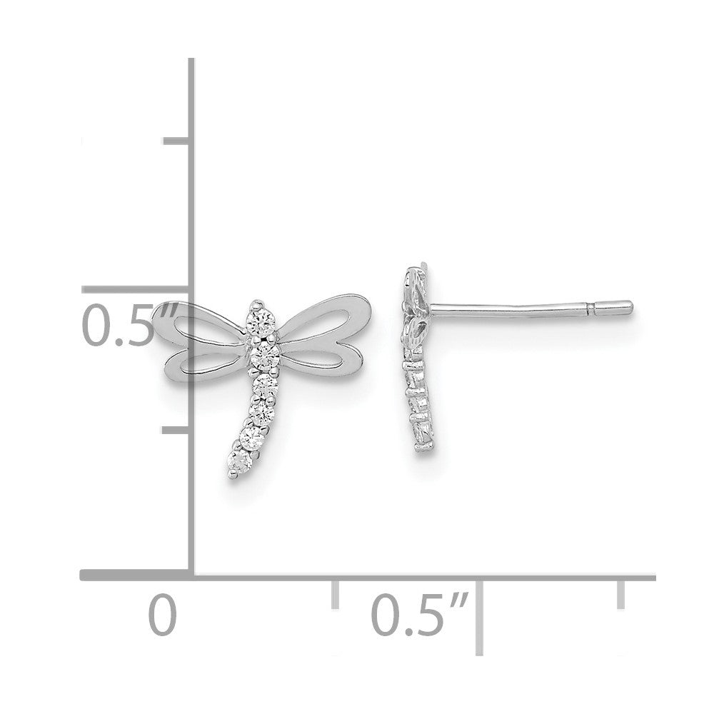 Luna 14k Madi K White Gold Polished CZ Dragonfly Post Earrings