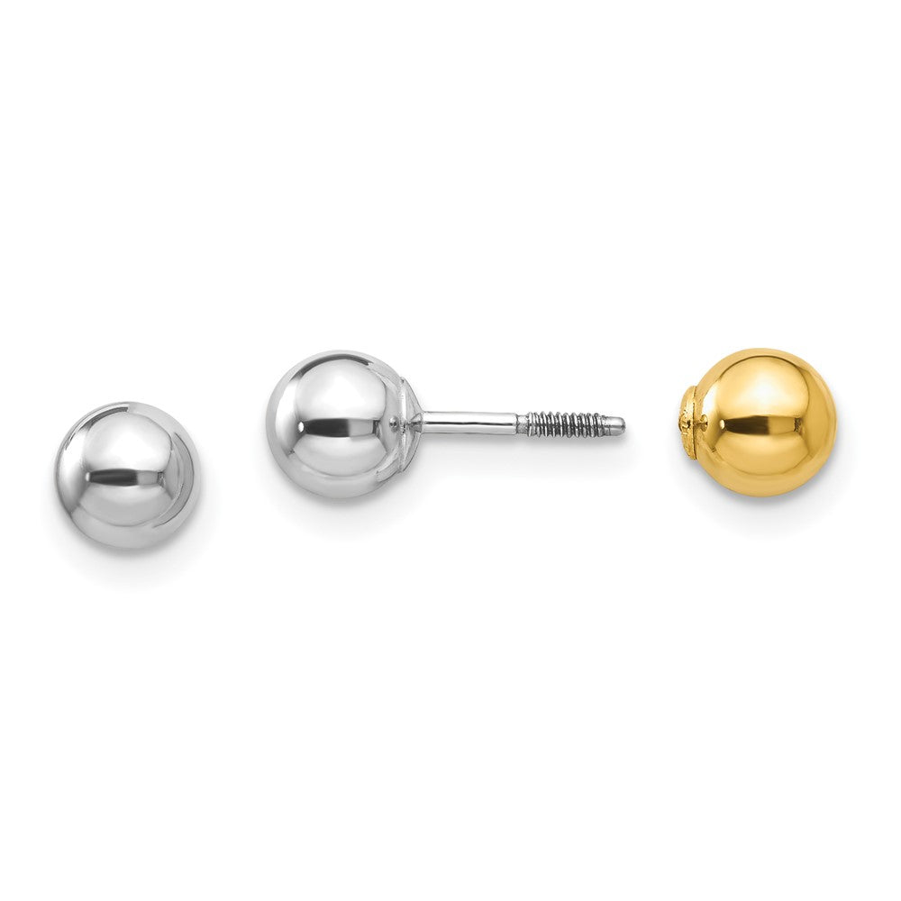 Peanut Nest 14k Two-tone Madi K Reversible 5mm Ball Earrings