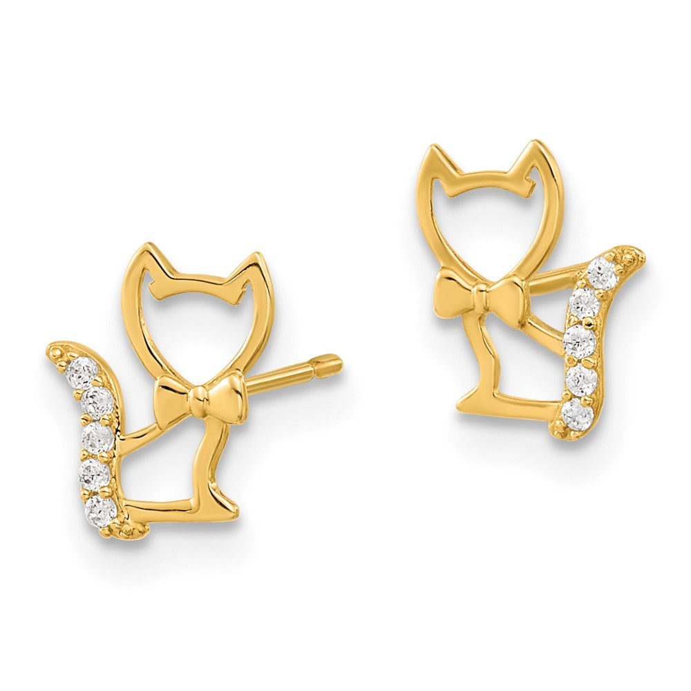 Bumble 14k Madi K Childrens Kitten w/CZ Tail Post Earrings