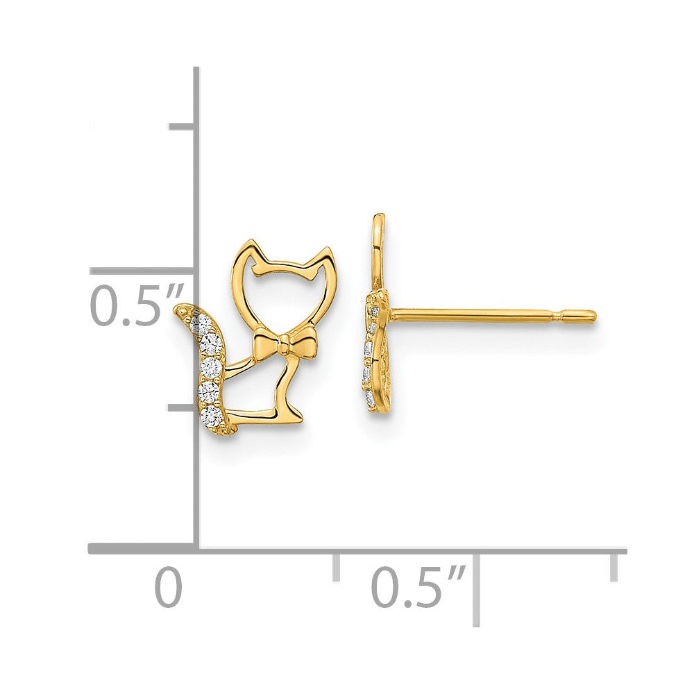 Bumble 14k Madi K Childrens Kitten w/CZ Tail Post Earrings