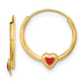 Buddy 14k Madi K Polished Red Enameled Heart Hoops