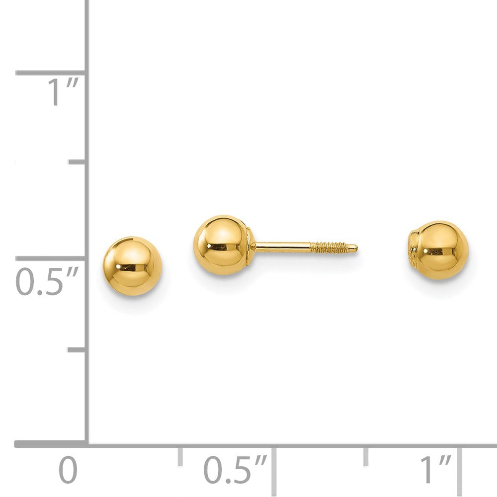Minnie Pie 14k Madi K Polished Reversible 4mm Ball Earrings