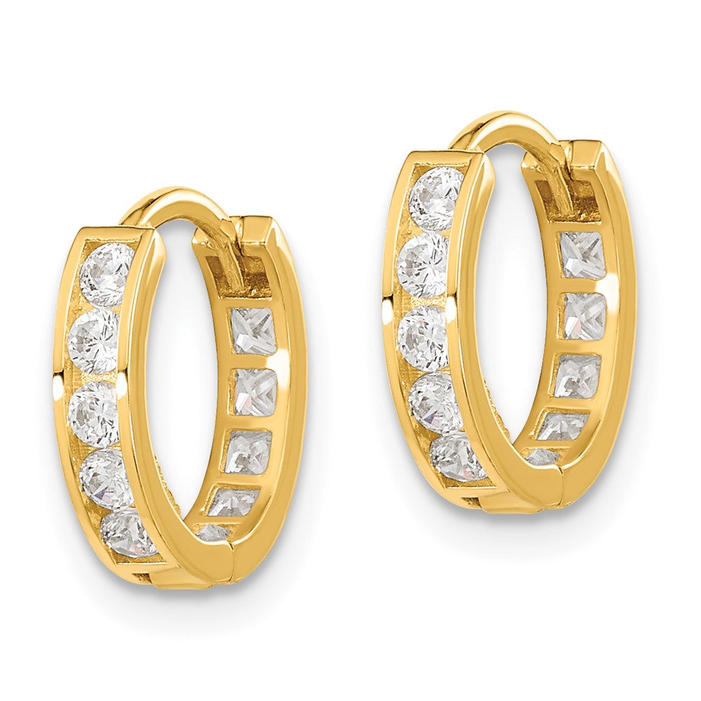 Sprout 14k Madi K Round/Square CZ Reversible Hinged Hoop Earrings