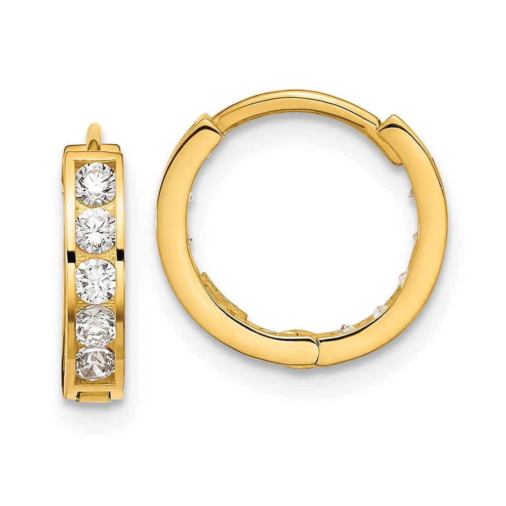 Sprout 14k Madi K Round/Square CZ Reversible Hinged Hoop Earrings