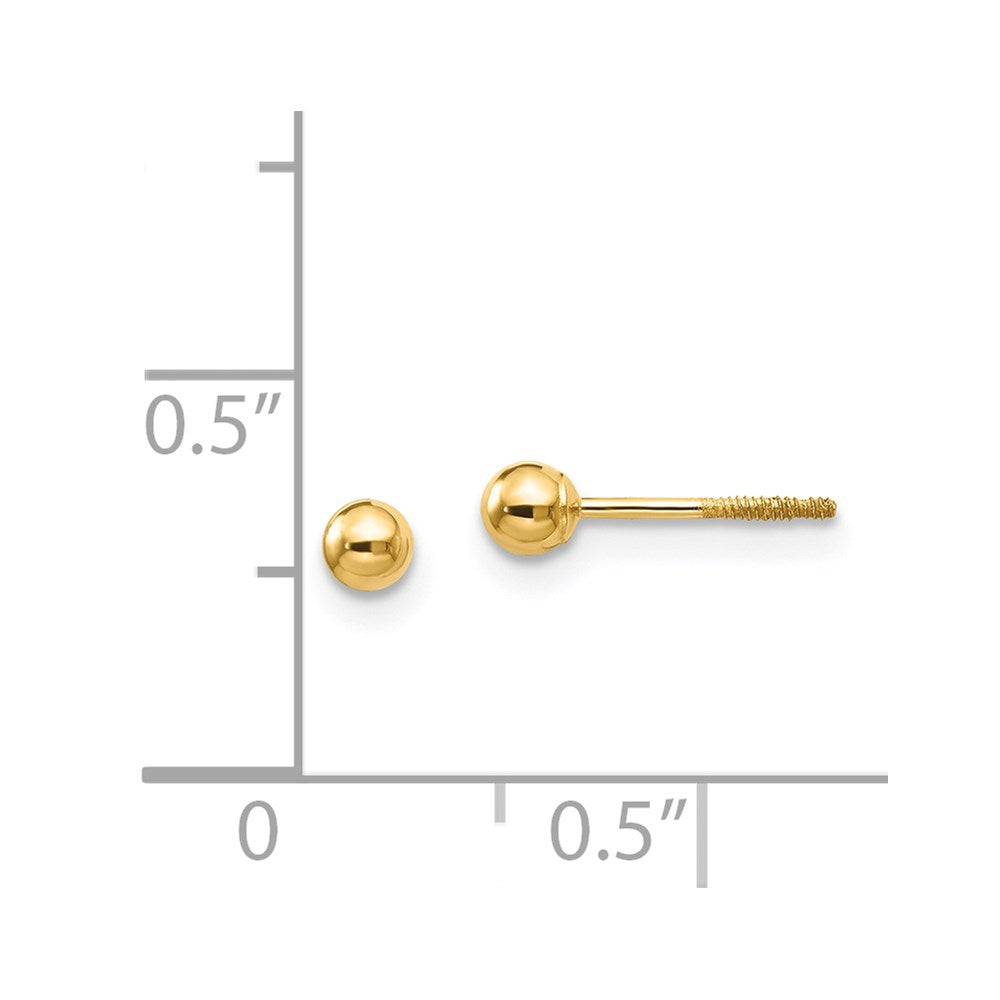 Peanut Drift 14k Madi K Polished 3mm Ball Screwback Earrings