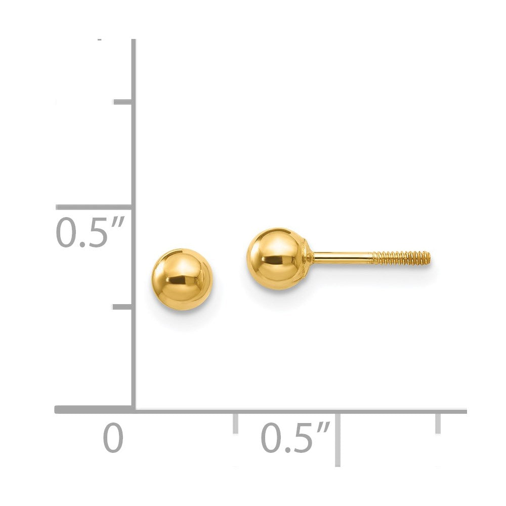 Giggles Buddy 14k Madi K Polished 4mm Ball Screwback Earrings