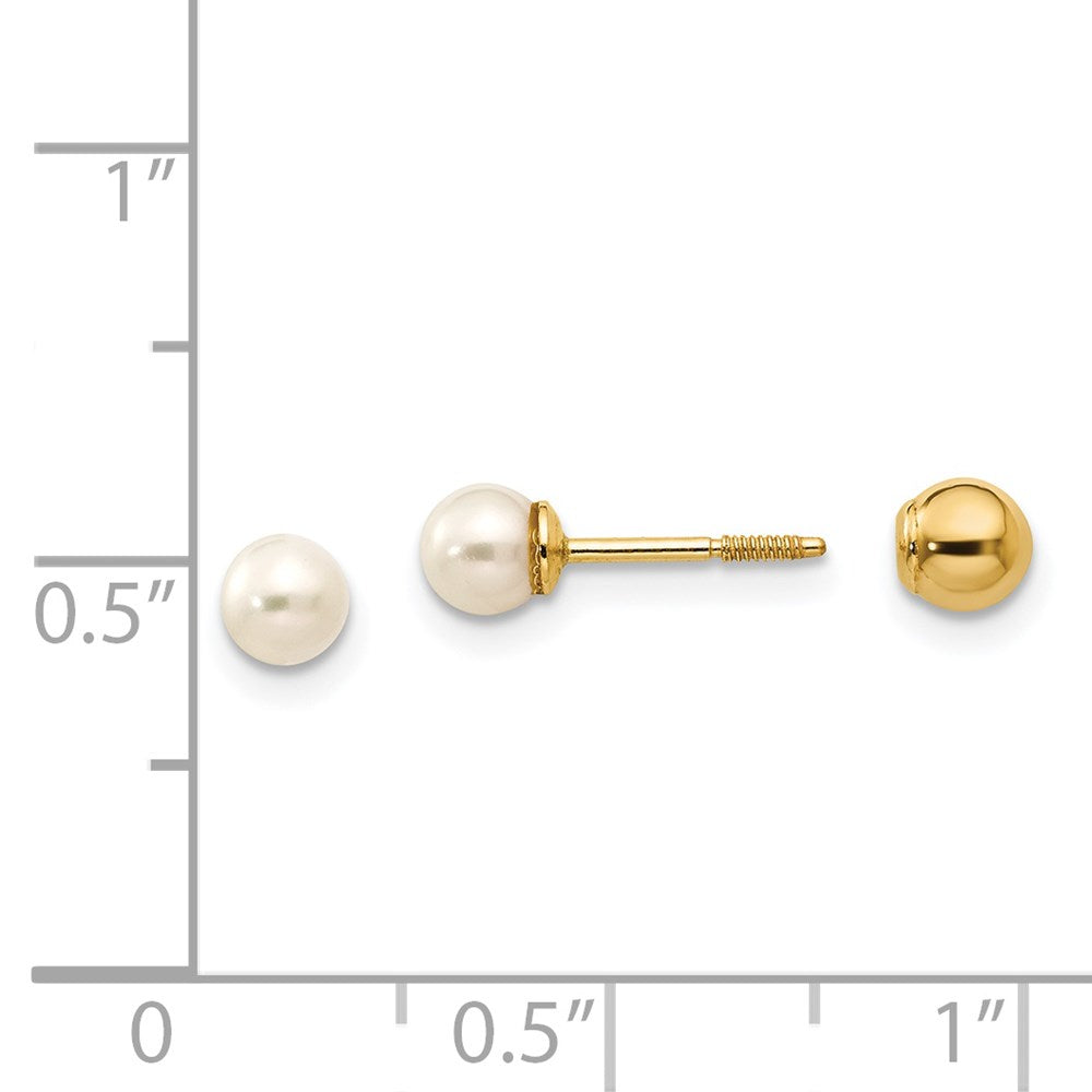 Minnie Nook 14k Madi K Reversible 3.75-4mm FW Cultured Pearl & Gold Bead Earrings