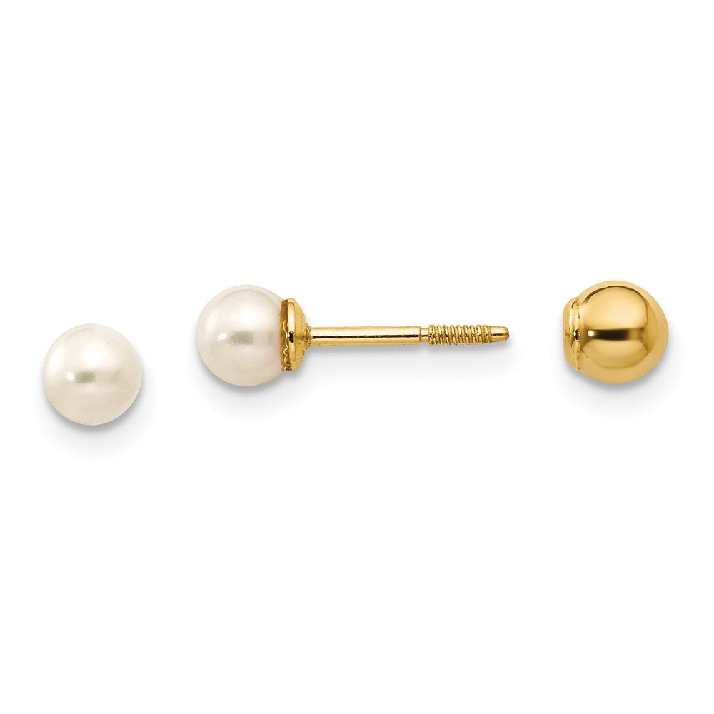 Minnie Nook 14k Madi K Reversible 3.75-4mm FW Cultured Pearl & Gold Bead Earrings