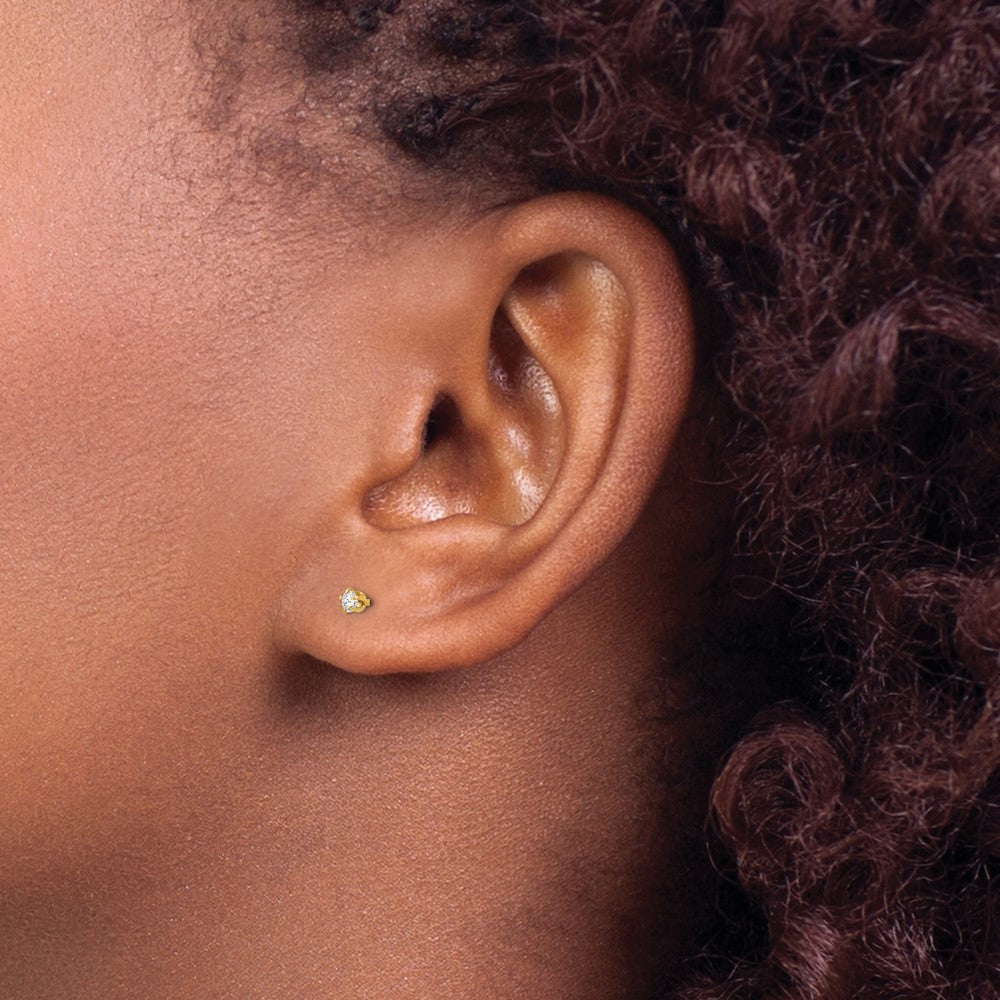 Cherry Wink 14k Madi K Polished Reversible Crystal & 3mm Ball Earrings