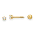Cherry Wink 14k Madi K Polished Reversible Crystal & 3mm Ball Earrings