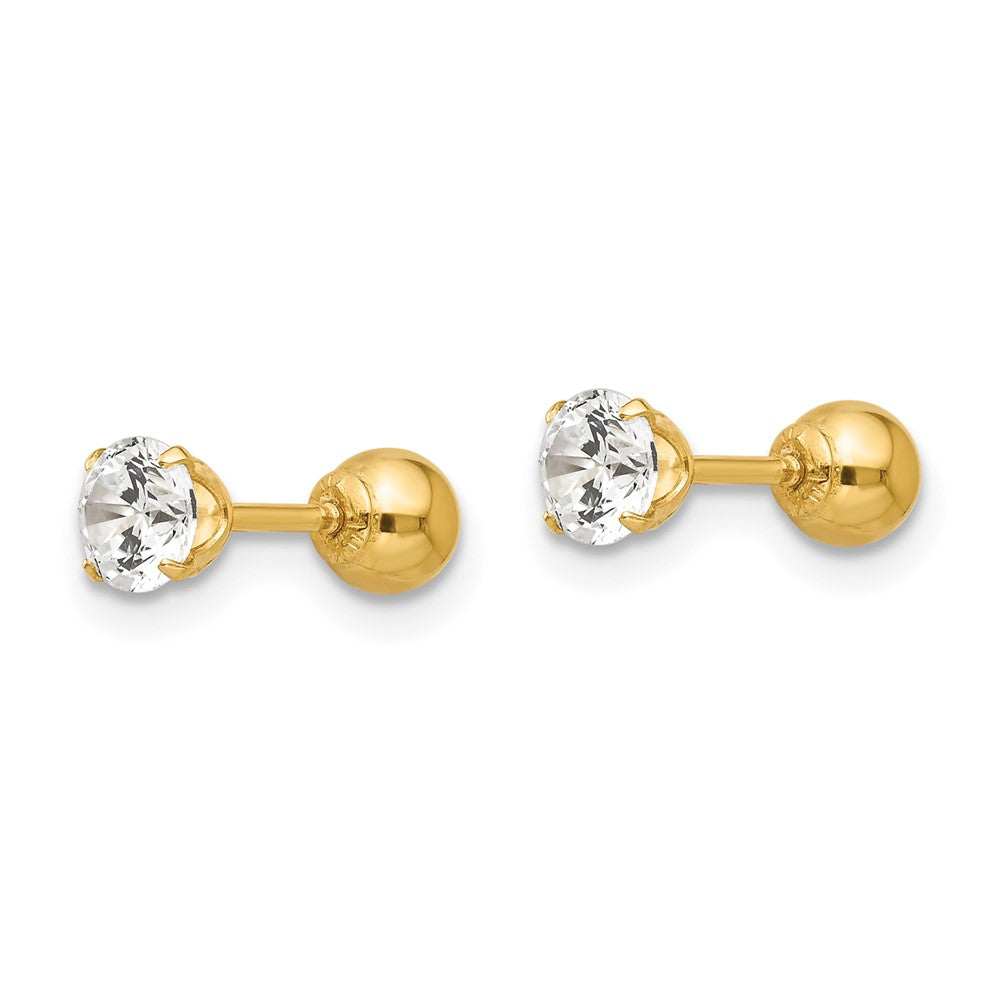 Puddle Bloom 14k Madi K Polished Reversible CZ & 4mm Ball Earrings