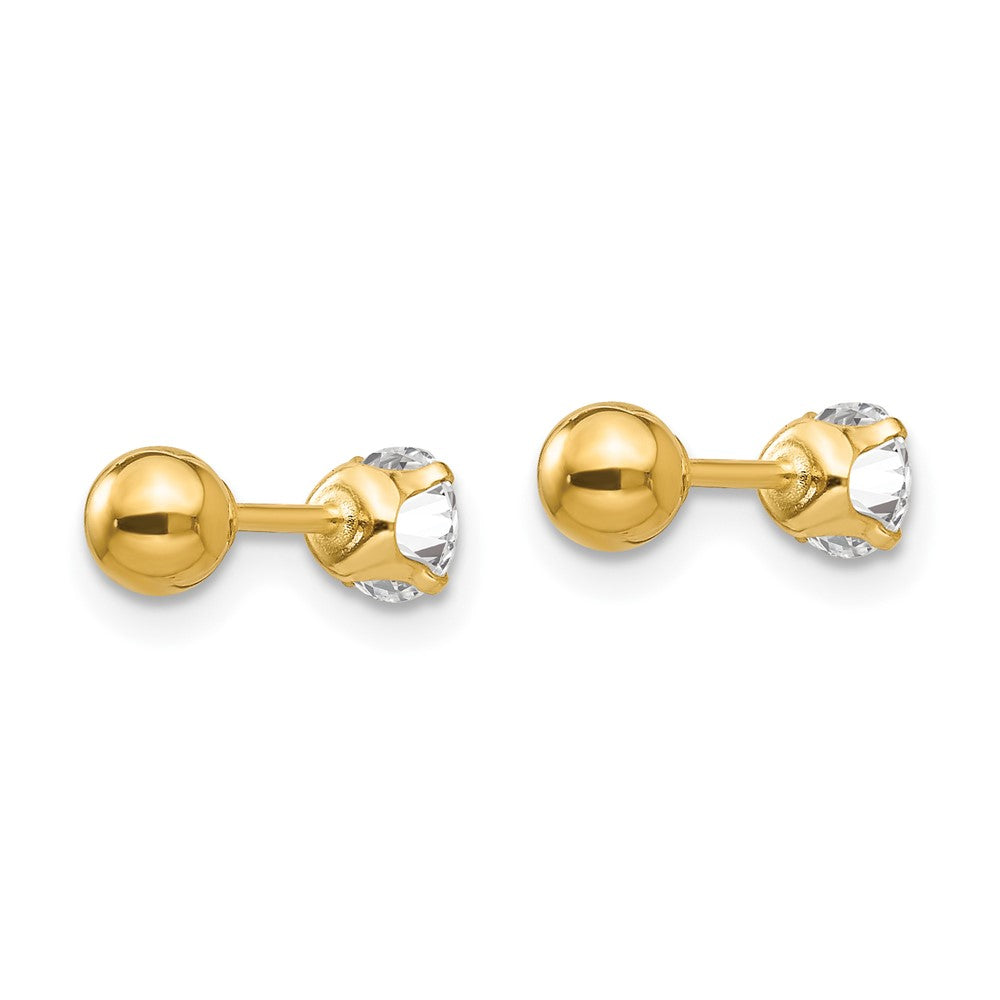 Puddle Bloom 14k Madi K Polished Reversible CZ & 4mm Ball Earrings