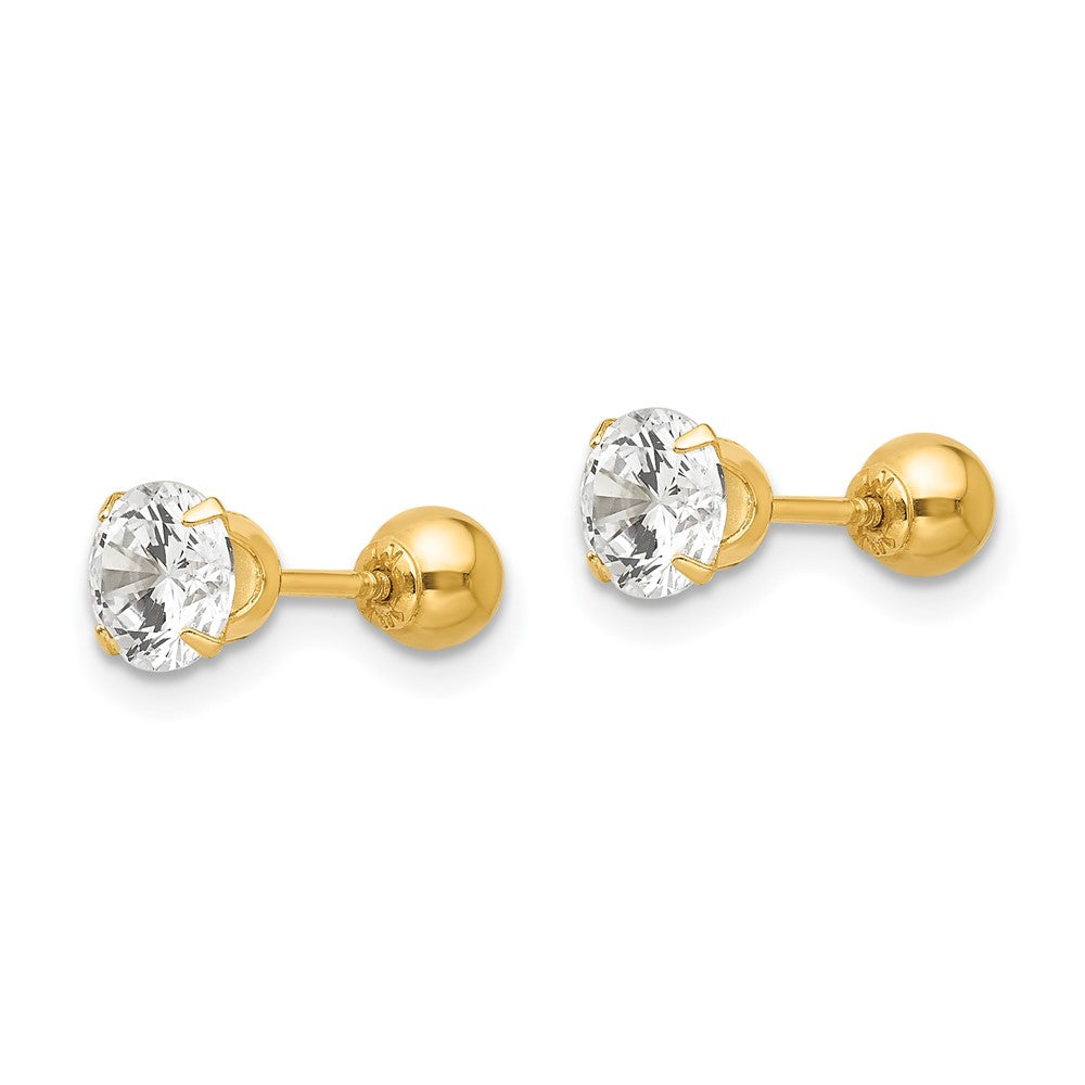 Puddle Glow 14k Madi K Polished Reversible 5mm CZ & Ball Earrings