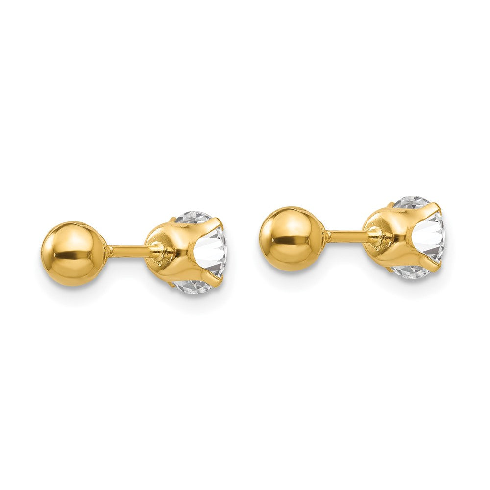 Puddle Glow 14k Madi K Polished Reversible 5mm CZ & Ball Earrings