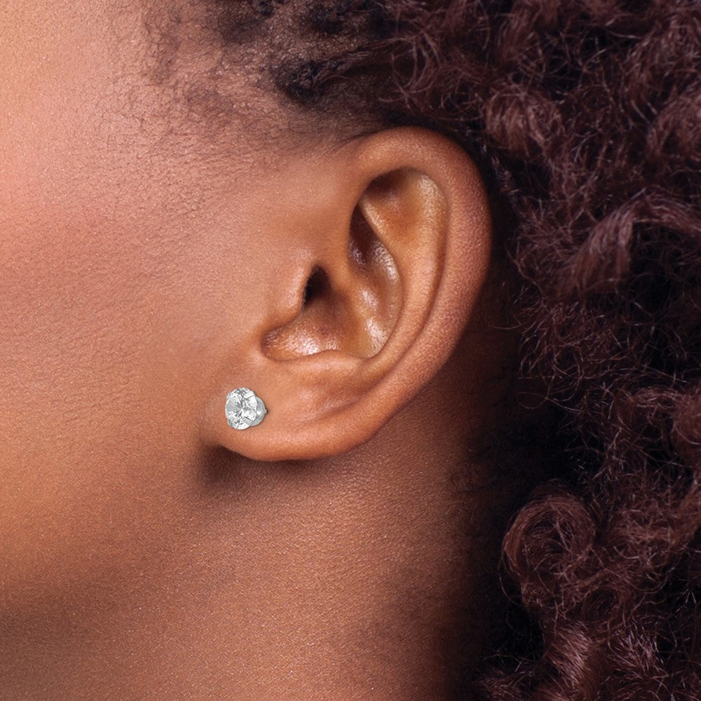 Sparkle Star 14k White Gold Madi K 6.5mm CZ Post Earrings