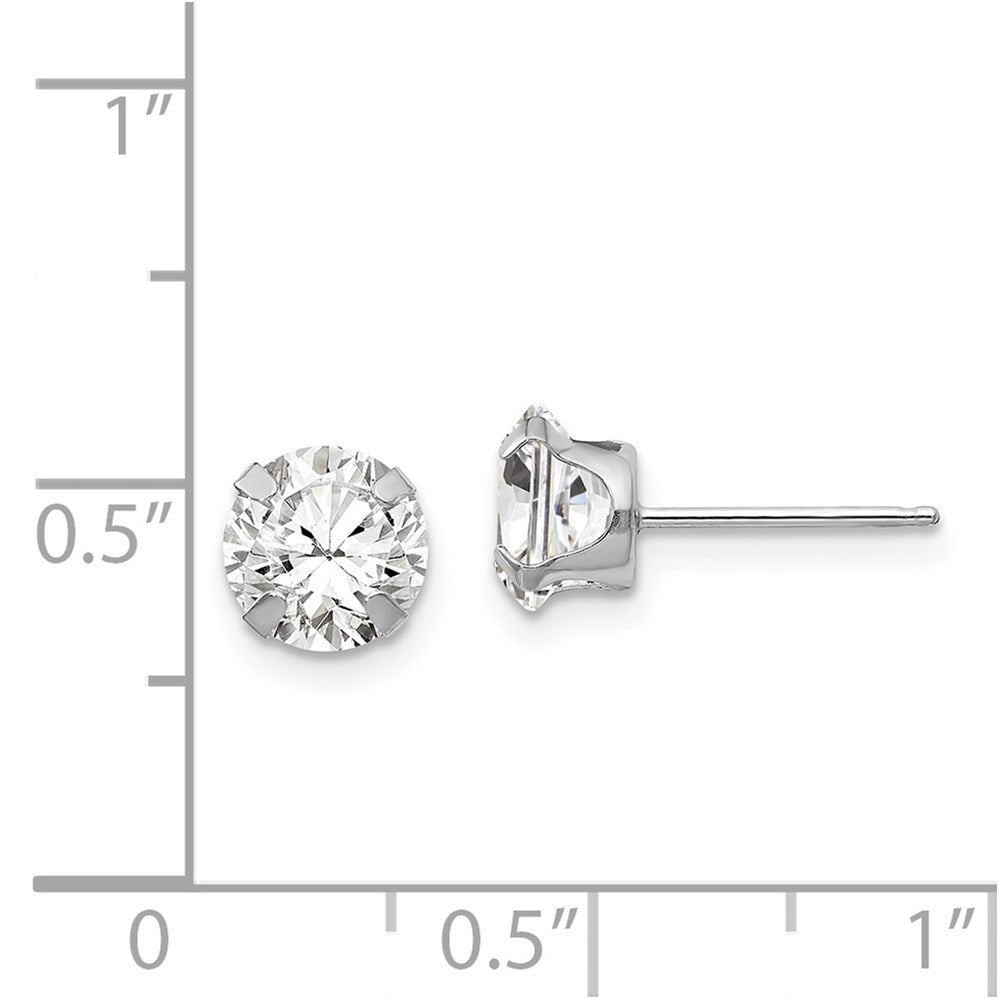 Sparkle Star 14k White Gold Madi K 6.5mm CZ Post Earrings