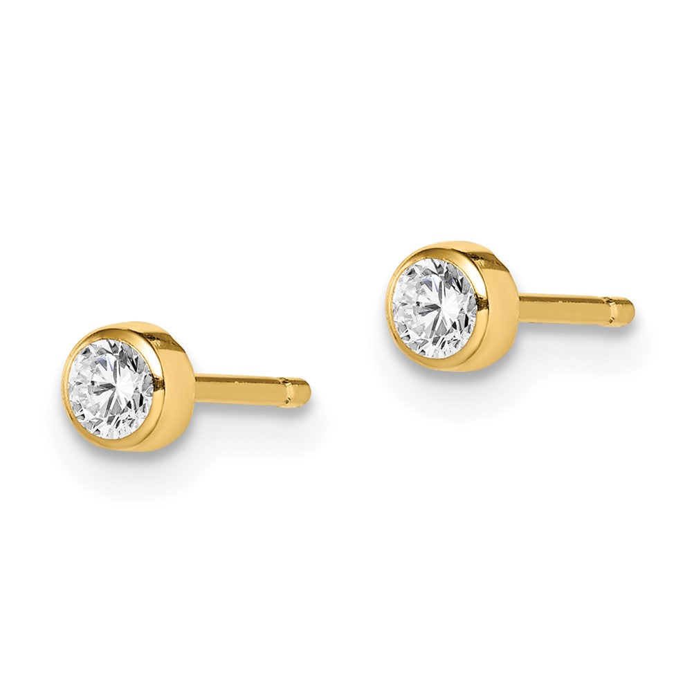Turtle Wink 14k Madi K 3mm CZ Bezel Post Earrings