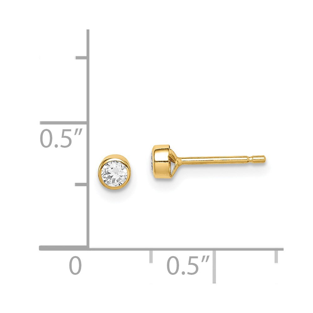 Turtle Wink 14k Madi K 3mm CZ Bezel Post Earrings