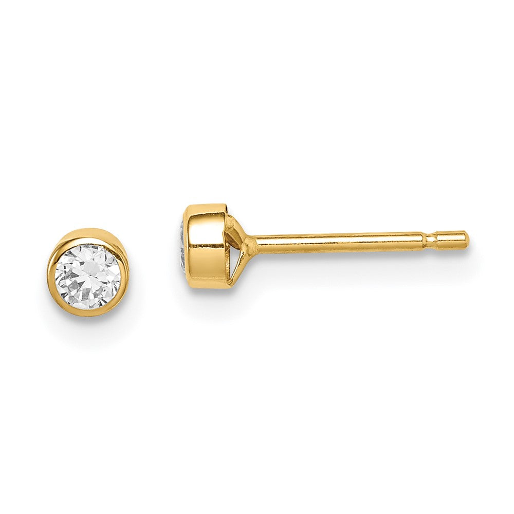 Turtle Wink 14k Madi K 3mm CZ Bezel Post Earrings