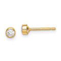 Turtle Wink 14k Madi K 3mm CZ Bezel Post Earrings