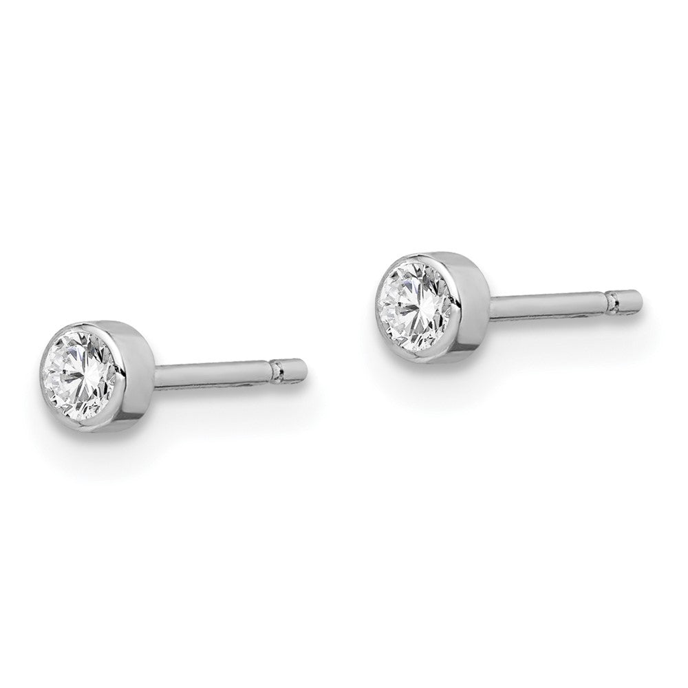Bumble Wink 14k Madi K White Gold 3mm CZ Bezel Post Earrings