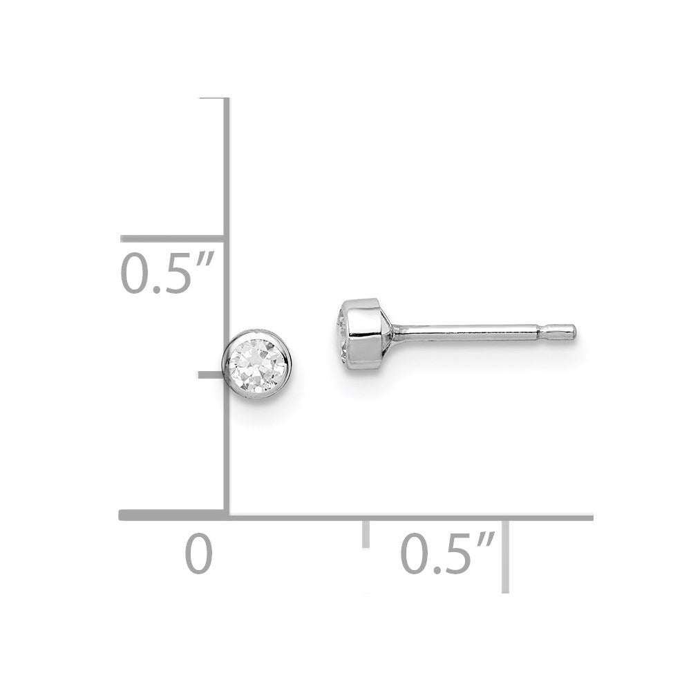 Bumble Wink 14k Madi K White Gold 3mm CZ Bezel Post Earrings