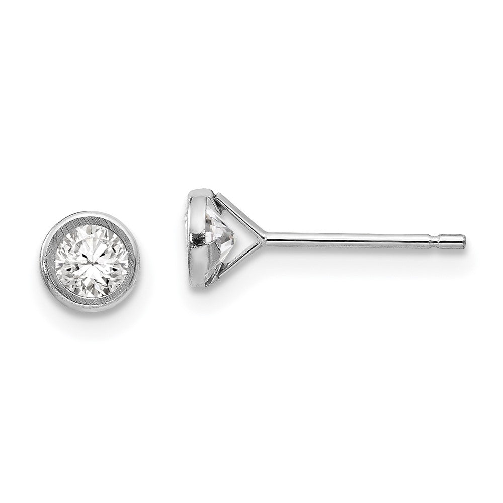 Cricket Wink 14k White Gold Madi K 4mm Bezel Set CZ Post Earrings