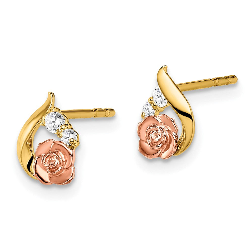 Snuggle Puff 14k Madi K Two-Tone CZ Flower Post Earrings
