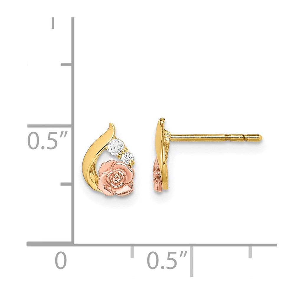 Snuggle Puff 14k Madi K Two-Tone CZ Flower Post Earrings