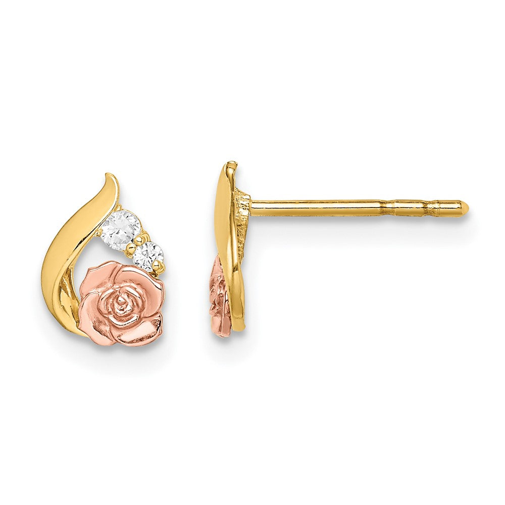 Snuggle Puff 14k Madi K Two-Tone CZ Flower Post Earrings