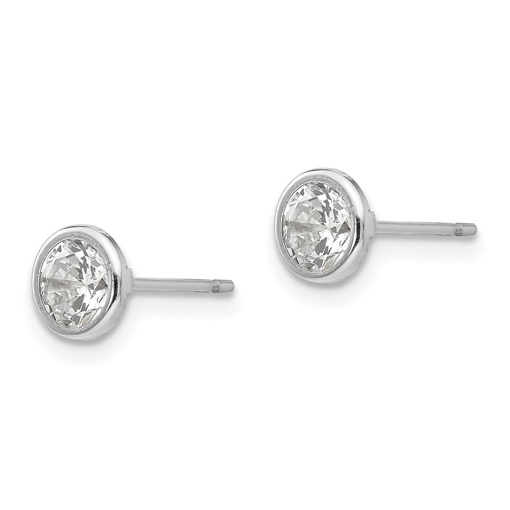 Muffin Wink 14k White Gold Madi K 5mm Bezel Set CZ Post Earrings