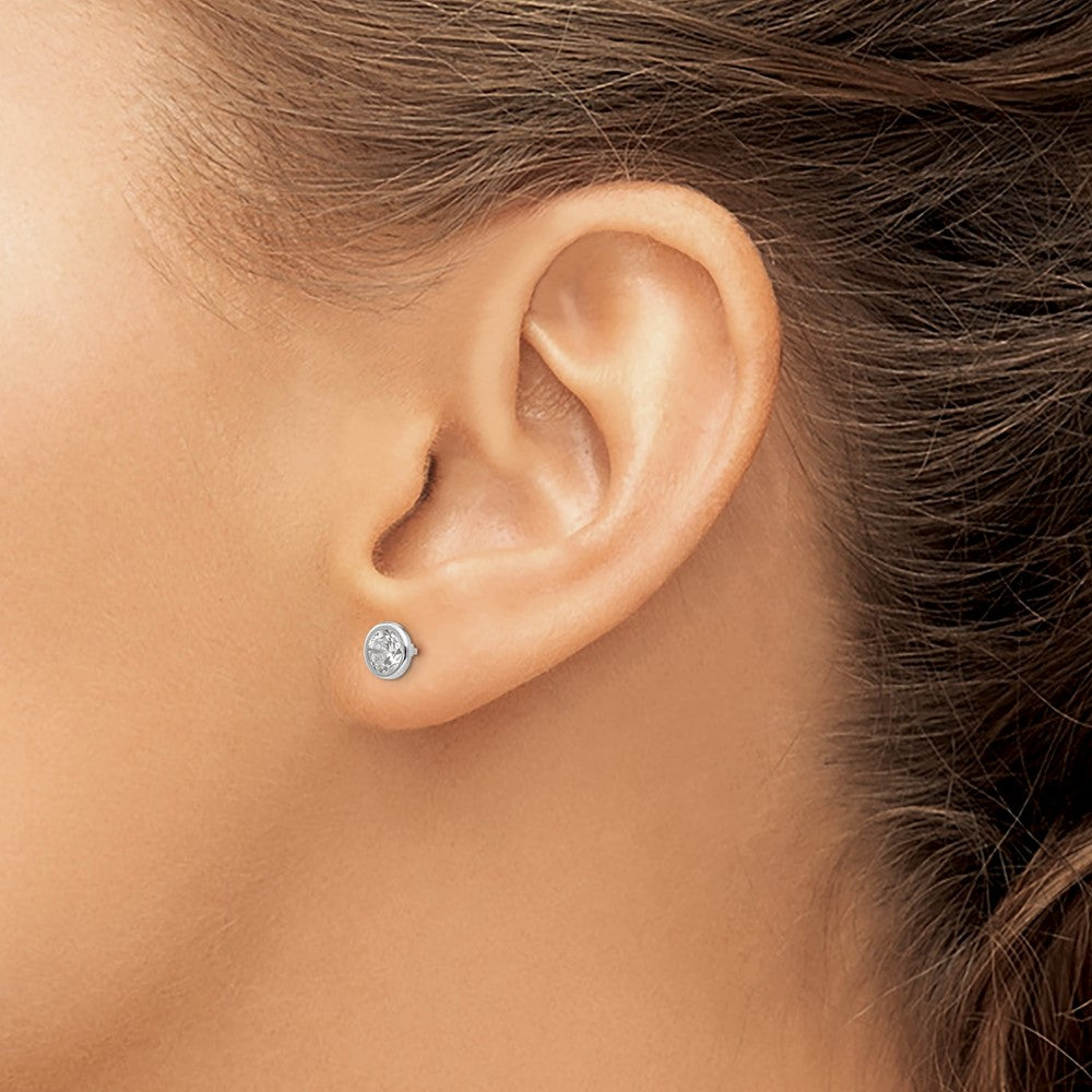 Muffin Wink 14k White Gold Madi K 5mm Bezel Set CZ Post Earrings